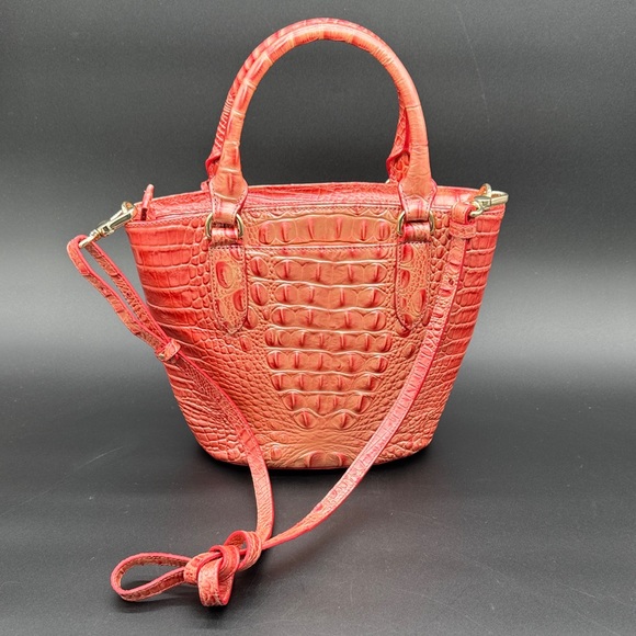 Brahmin Metallic Coral Pink Embossed Shoulder Bag - Picture 4 of 11